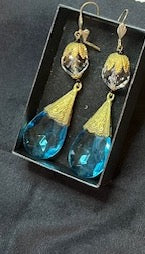 Vintage Art Deco- Czech Glass Large drop earrings