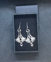 Celtic Fan Art Nouveau Dangle Earrings - Vintage and Preloved