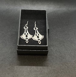 Celtic Fan Art Nouveau Dangle Earrings - Vintage and Preloved