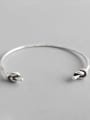 Beautiful S925 Sterling Silver Double Knot Minimalist Cuff Bangle